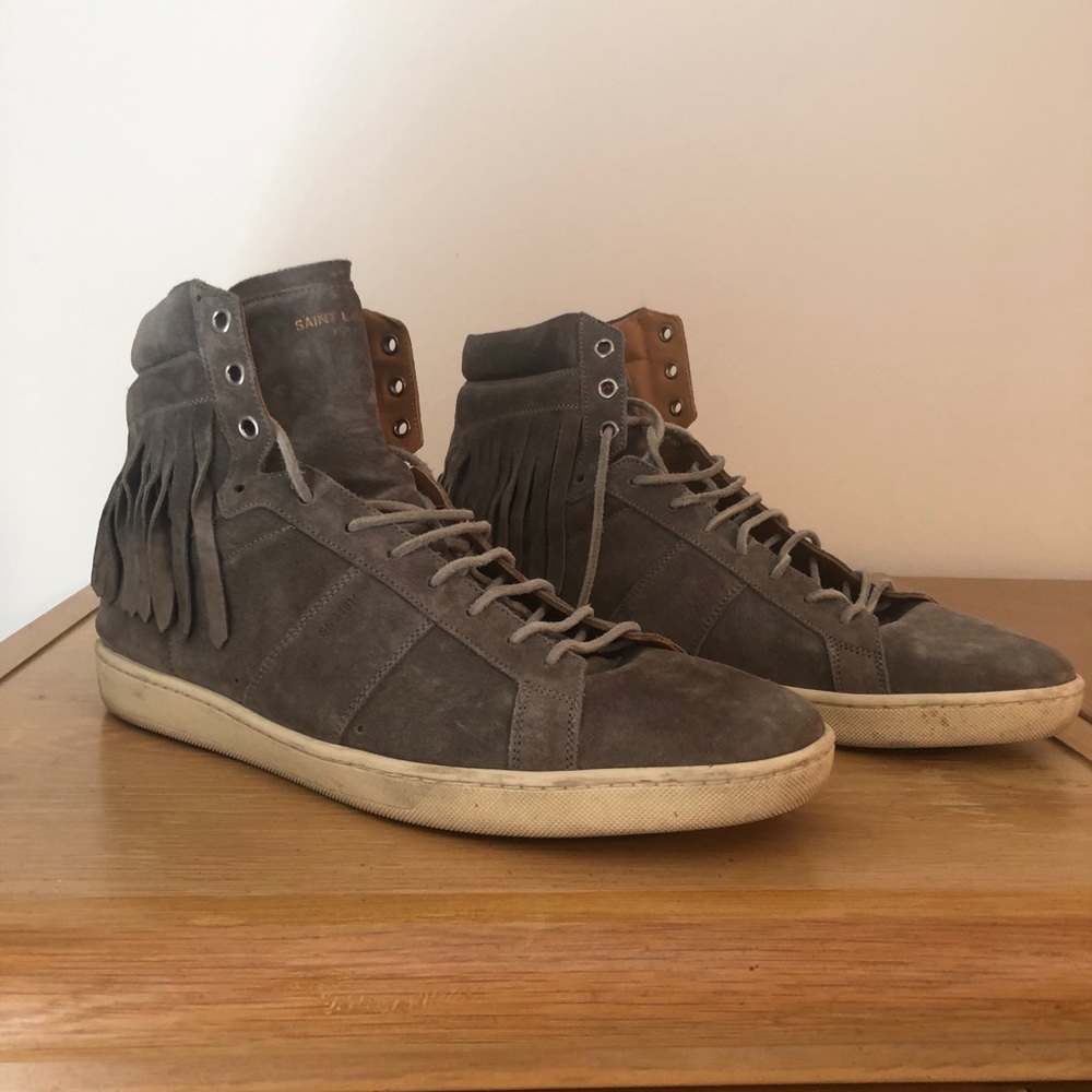 Saint Laurent Gray Fringe Men’s Sneaker - Picture 4 of 5